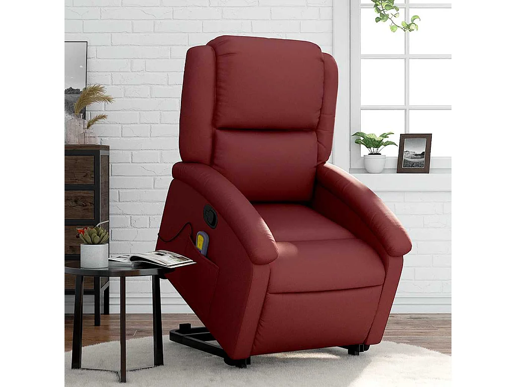Fauteuil inclinable-Chaise de relax-Fauteuil de Massage Rouge bordeaux Similicuir SHL3286