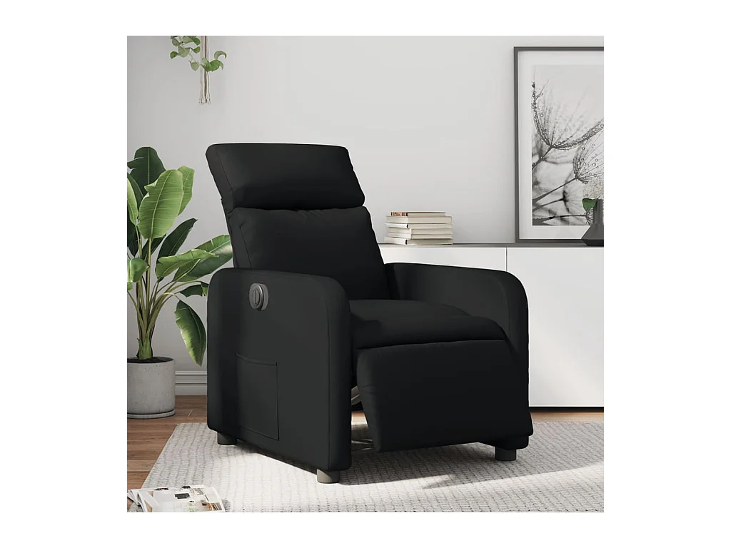 Poltrona Confortável | Poltrona reclinável elétrica couro artificial preto SHL830730