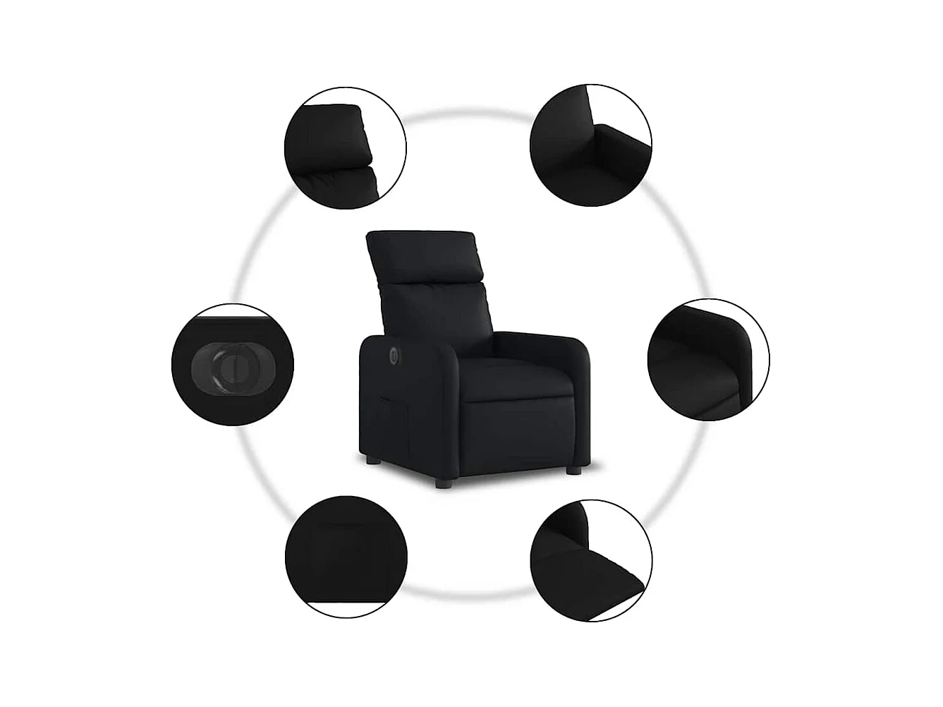 Sillón de relax | Silla | Sillón reclinable eléctrico de cuero sintético negro SHL5981
