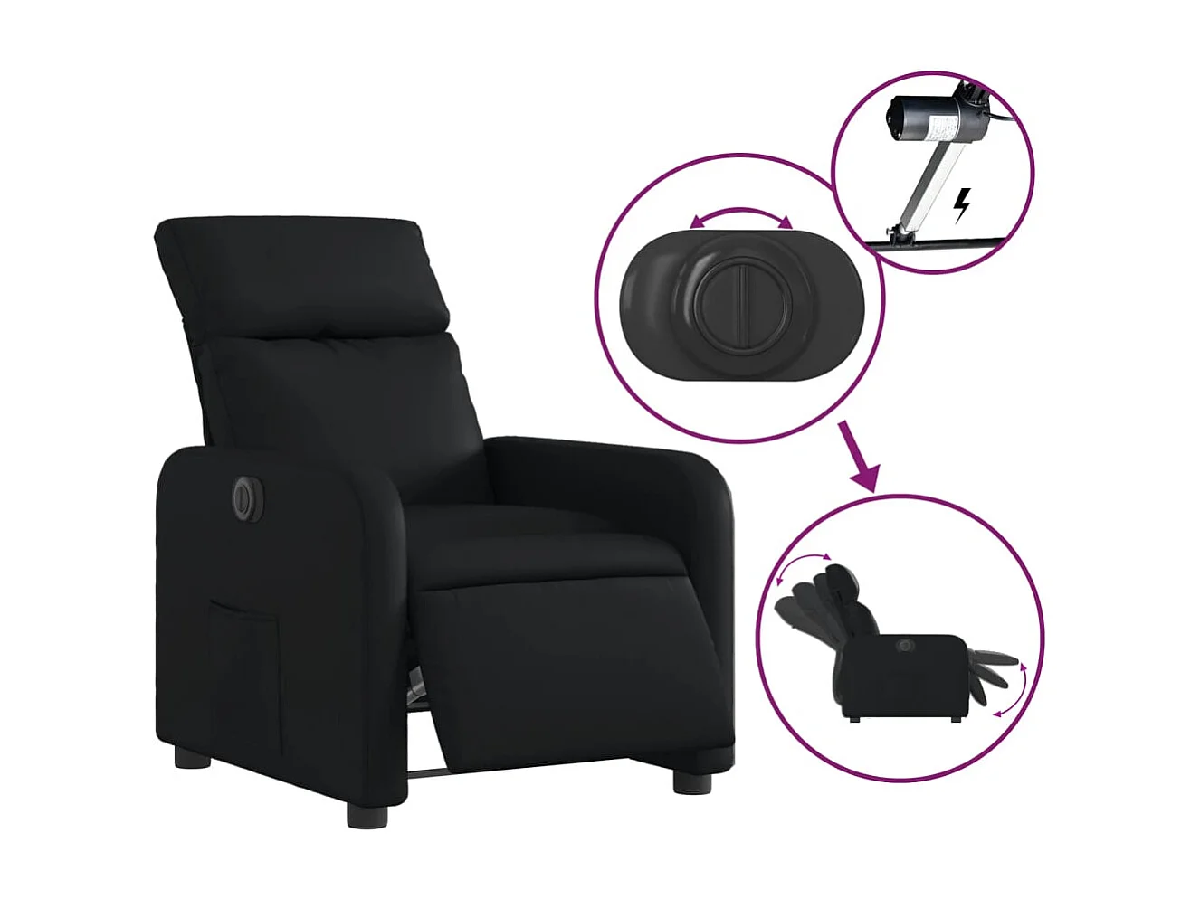 Fauteuil inclinable électrique-Chaise de relax-Fauteuil salon Noir Similicuir SHL5178