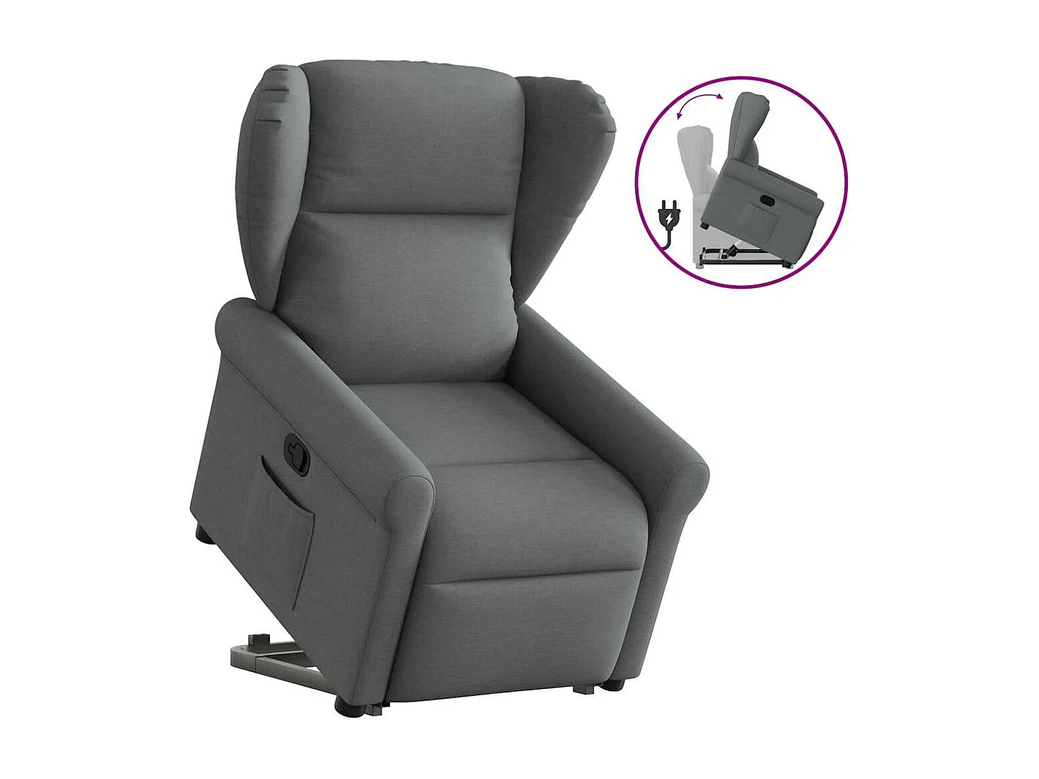 Sillón de relax | Silla | Sillón reclinable elevable de tela gris oscuro SHL4796