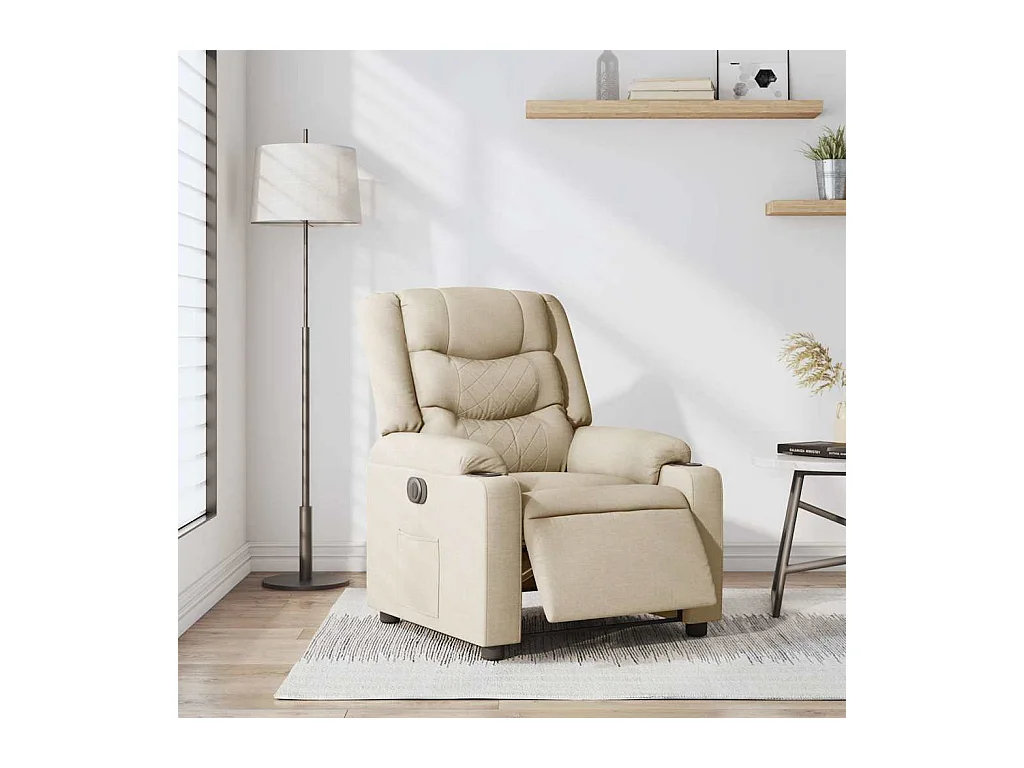 Fauteuil inclinable électrique-Chaise de relax-Fauteuil TV Crème Tissu SHL3039