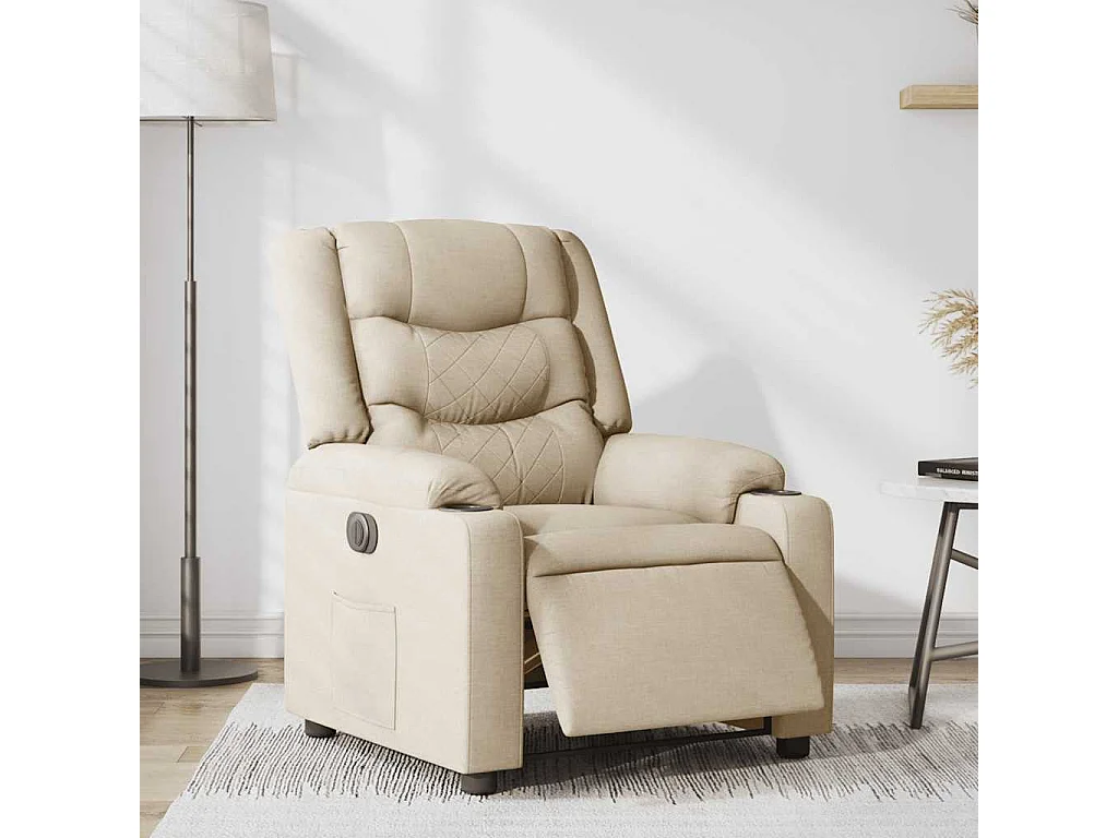 Relaxsessel Elektrisch | Lounge Sessel indoor Creme Stoff SHL18117