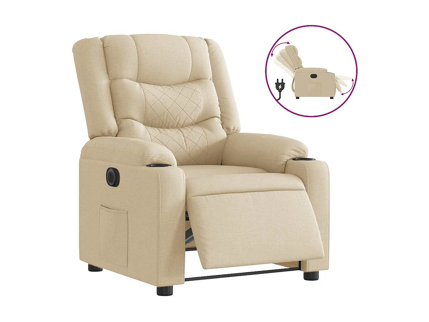 Relaxsessel Elektrisch | Lounge Sessel indoor Creme Stoff SHL18117