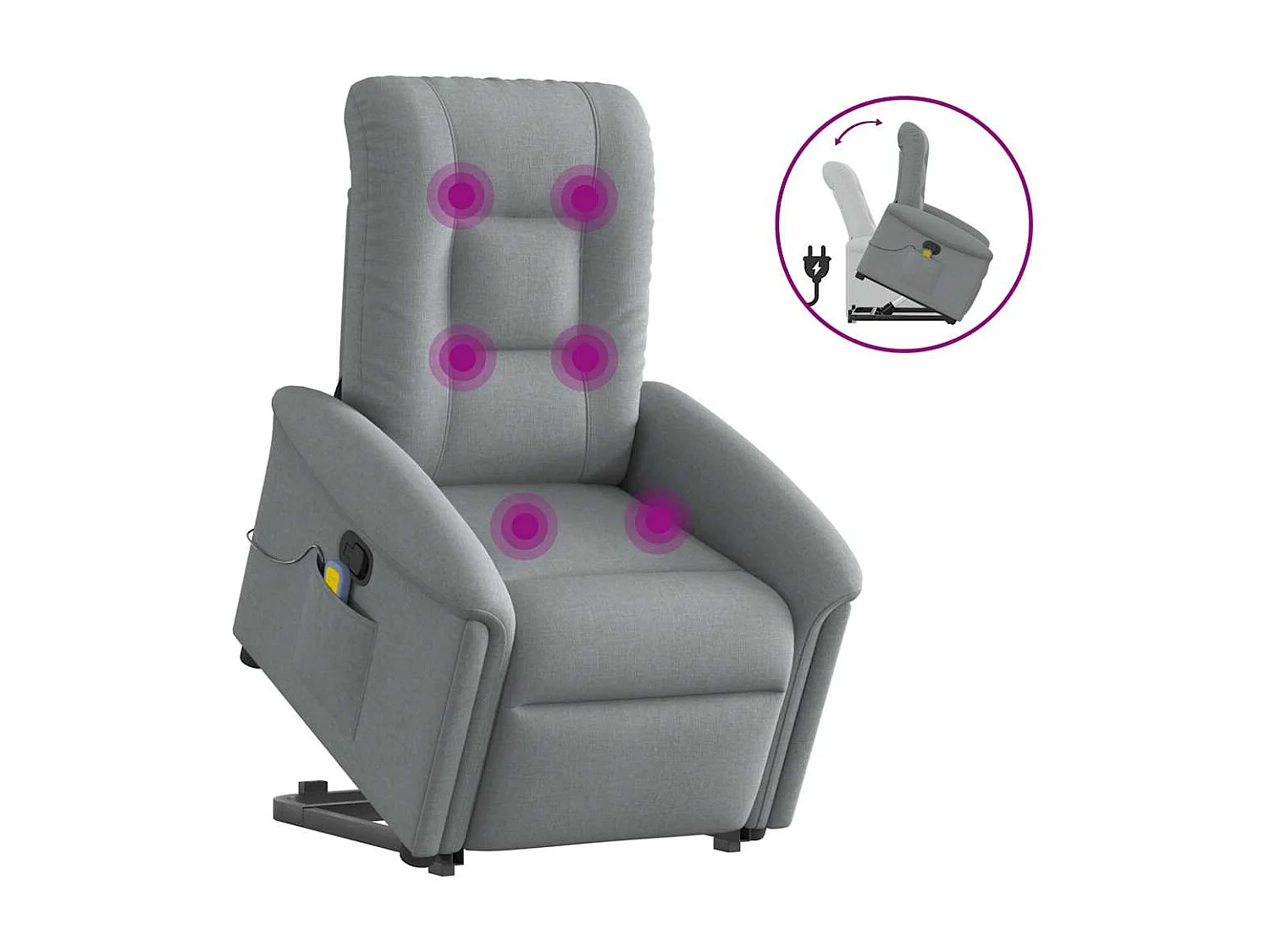 Fauteuil inclinable-Chaise de relax-Fauteuil de Massage Gris clair Tissu SHL3925