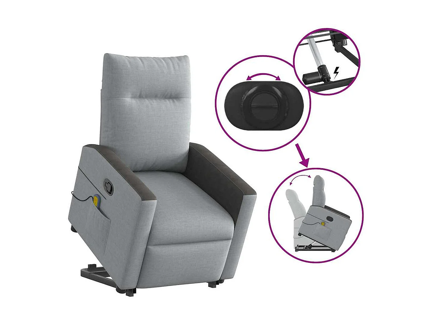 Sillón de salón | Silla | Sillón de masaje reclinable de pie de tela gris claro SHL4103