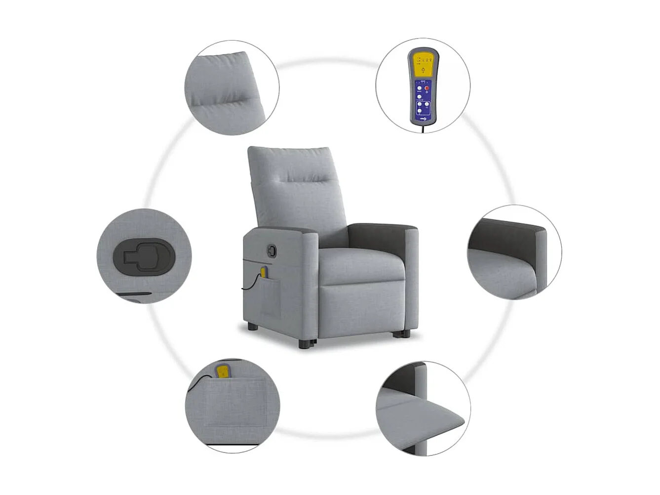 Sillón de salón | Silla | Sillón de masaje reclinable de pie de tela gris claro SHL4103