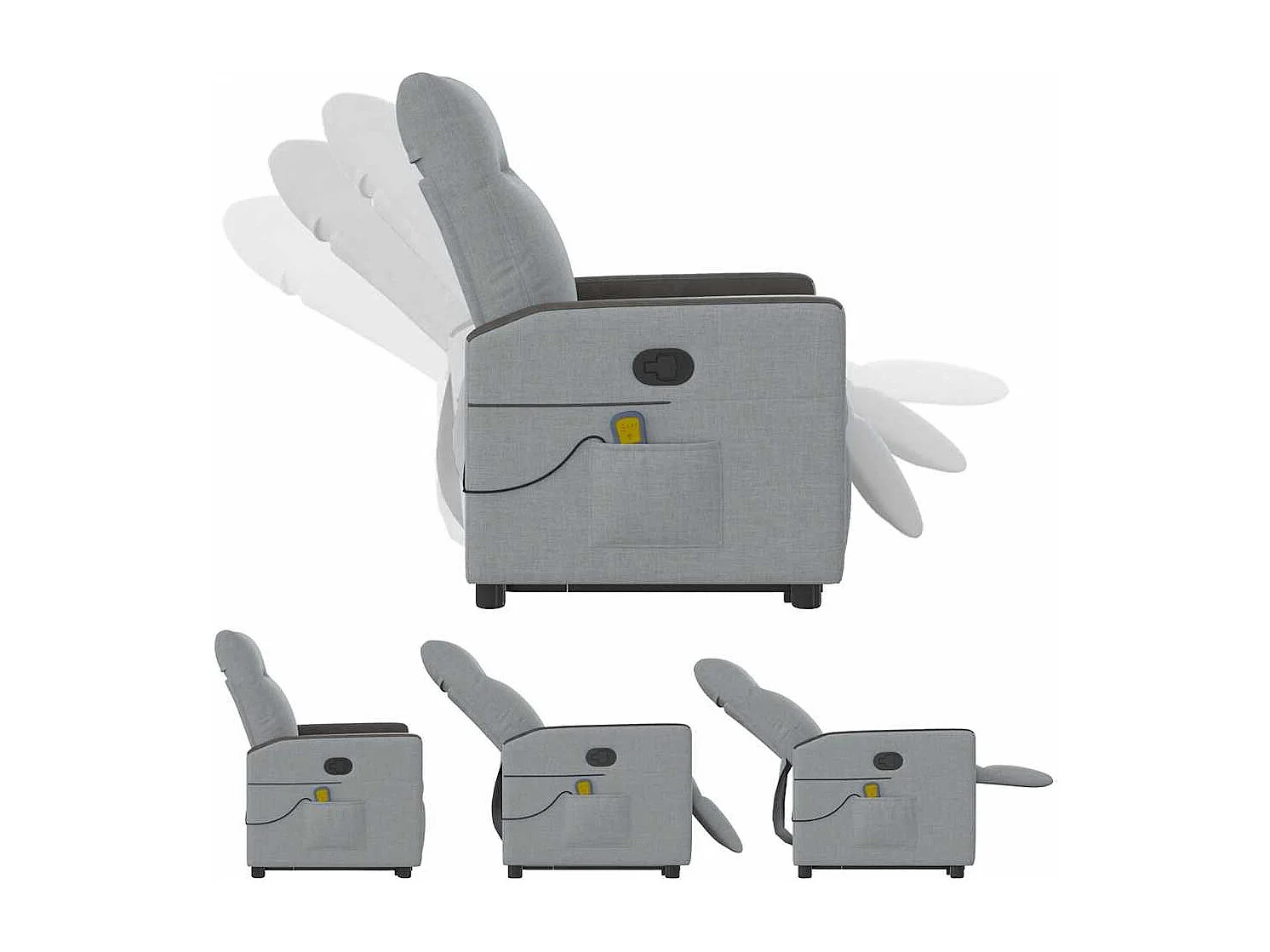 Massagesessel mit Aufstehhilfe | Relaxsessel Hellgrau Stoff SHL10167