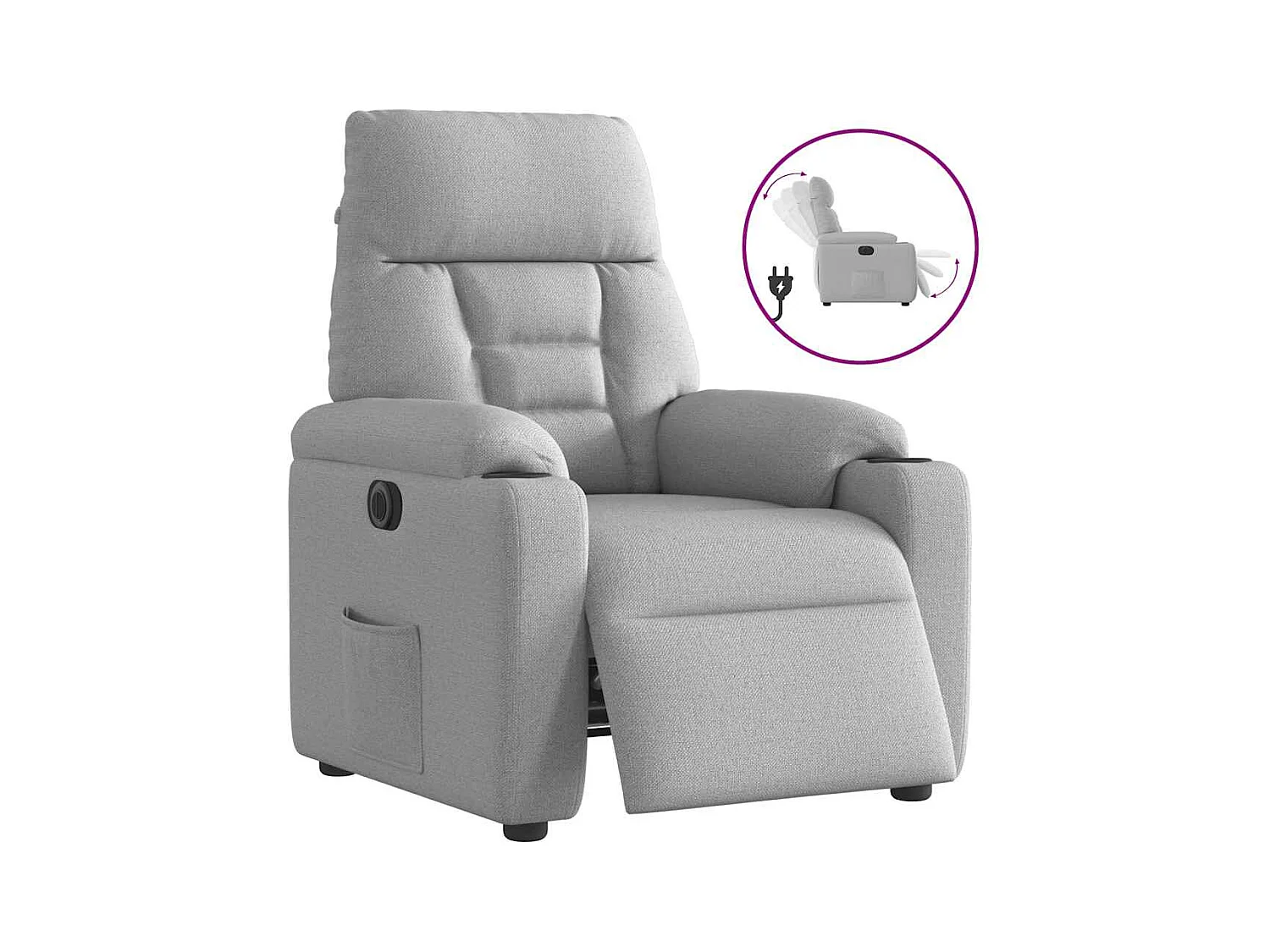Poltrona Confortável | Poltrona reclinável elétrica tecido cinzento-nublado SHL57210
