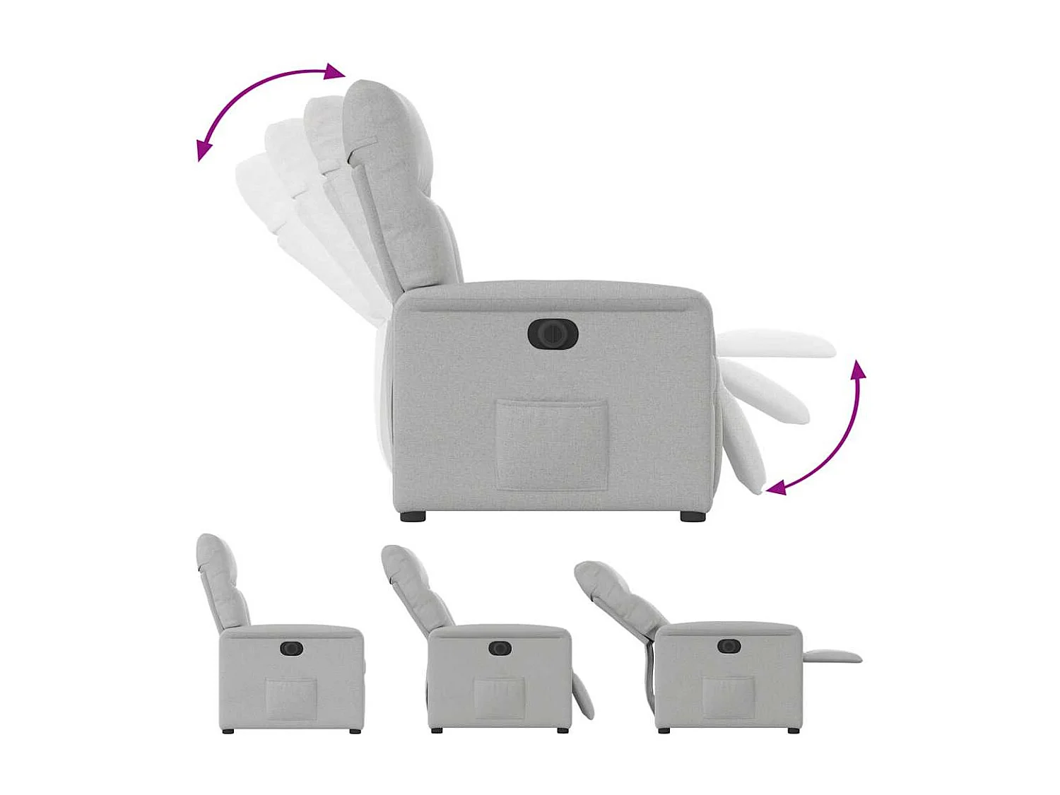 Fauteuil inclinable électrique-Chaise de relax-Fauteuil TV gris nuage tissu SHL4074