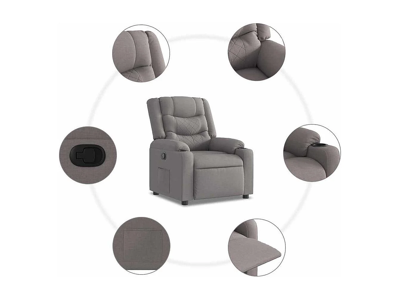Sillón de relax | Silla | Sillón reclinable de tela gris taupe SHL6881