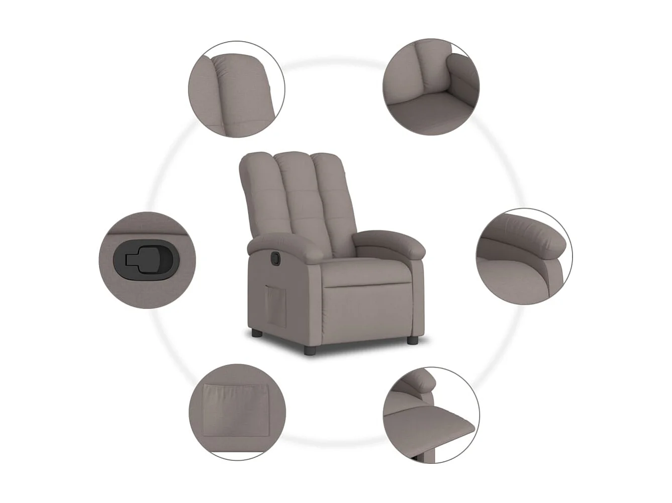 Relaxsessel | Lounge Sessel für Wohnzimmer Taupe Stoff SHL61392