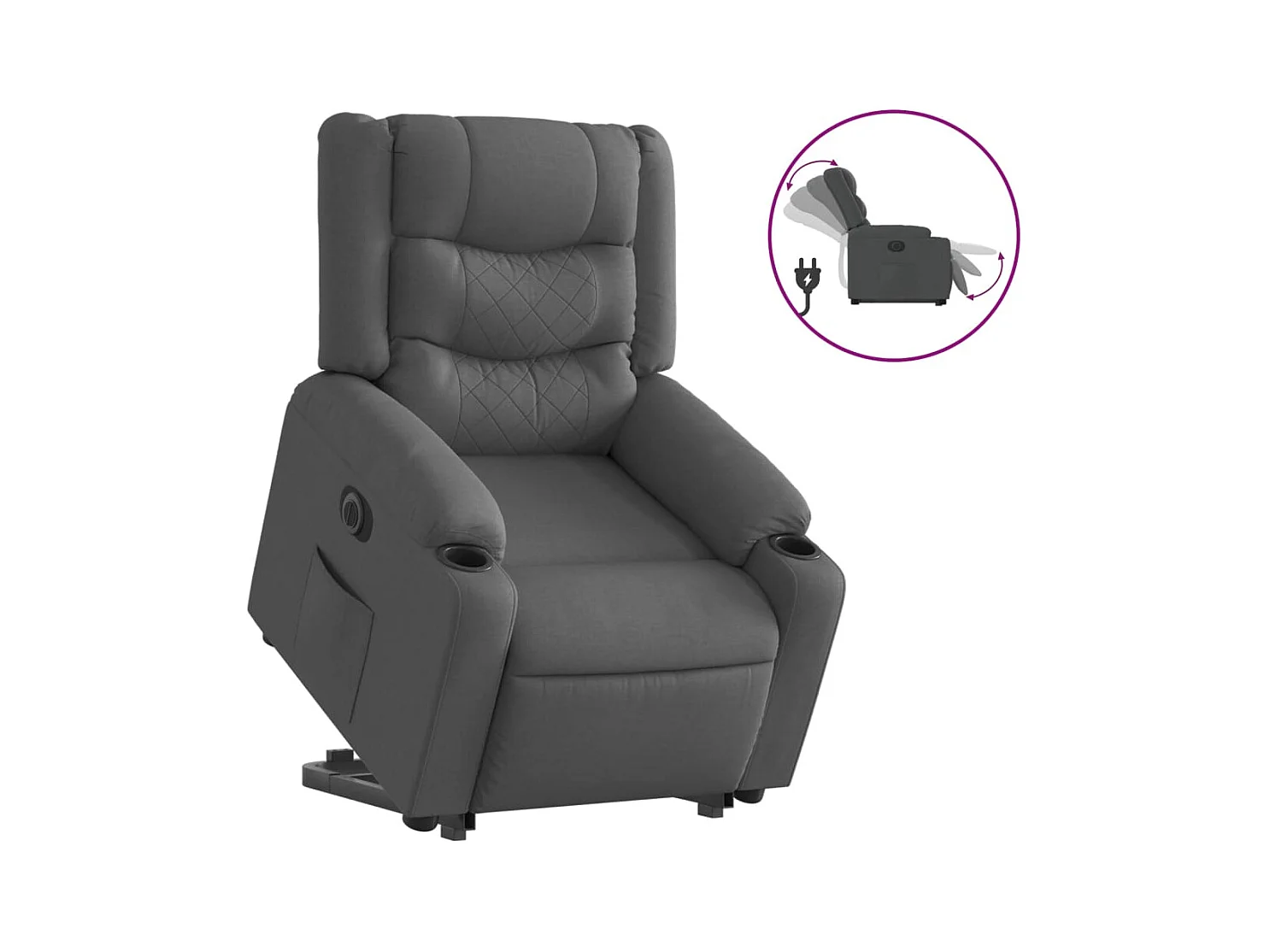 Fauteuil inclinable électrique-Chaise de relax-Fauteuil salon gris foncé tissu SHL3375