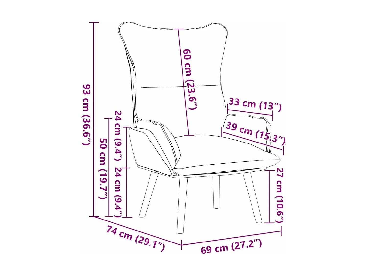 Sillón de relax | Silla Relax | Sillón de salón Negro 69x74x93 cm Cuero sintético SHL9407