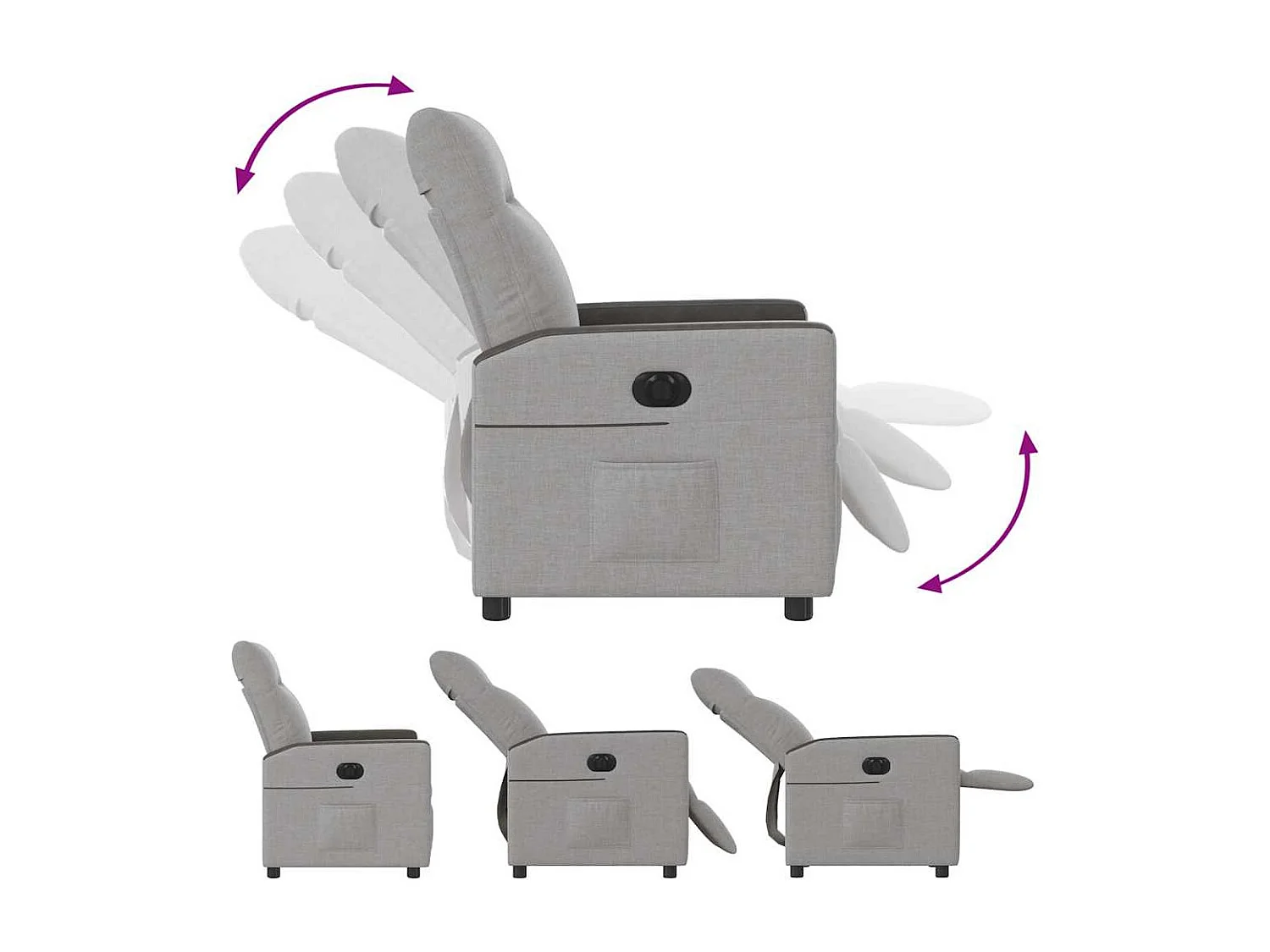 Relaxstoel | Fauteuil elektrisch verstelbaar stof wolk grijs