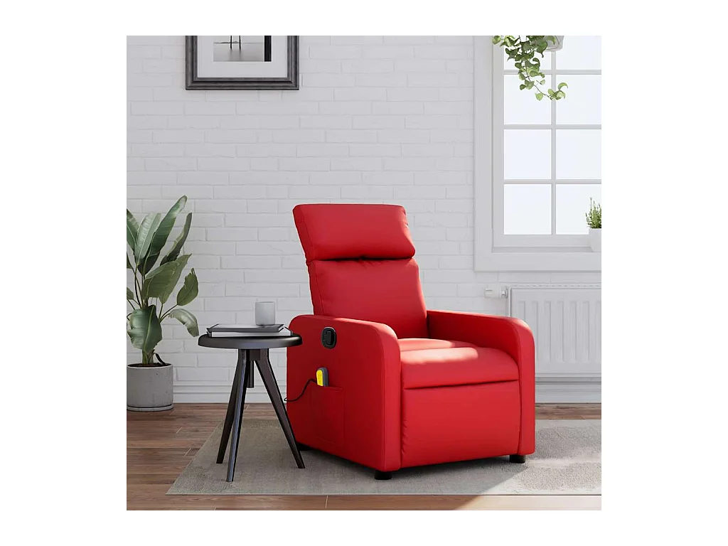 Sillón de salón | Silla | Sillón de masaje reclinable cuero sintético rojo SHL4864