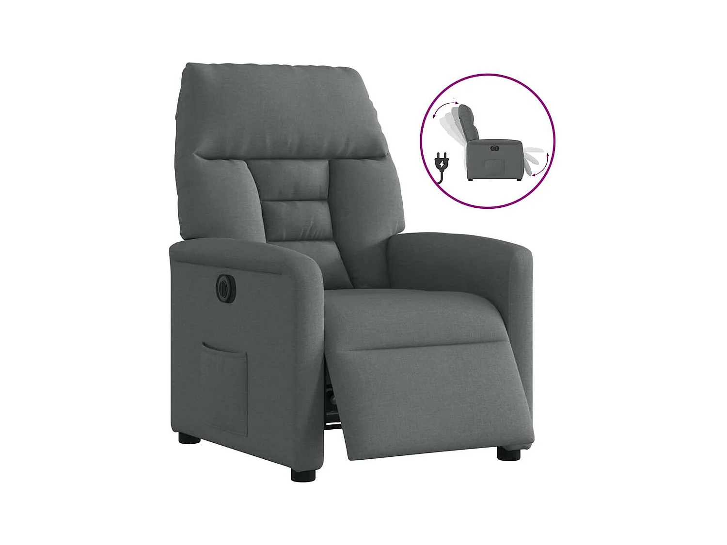 Sillón de relax | Silla | Sillón reclinable eléctrico de tela gris oscuro SHL8354