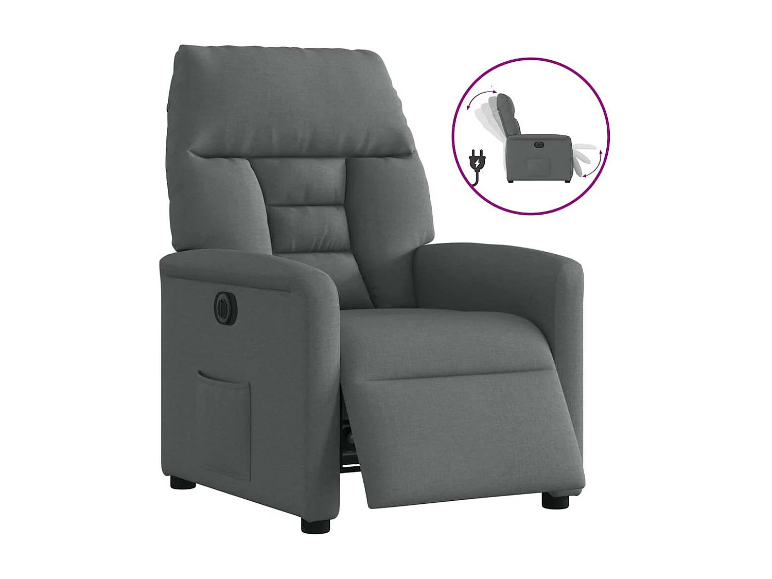Fauteuil inclinable électrique-Chaise de relax-Fauteuil TV Gris foncé Tissu SHL1698