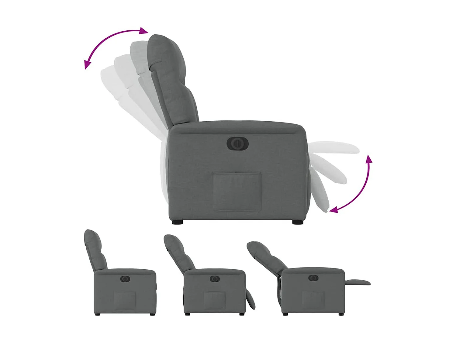 Fauteuil inclinable électrique-Chaise de relax-Fauteuil TV Gris foncé Tissu SHL1698