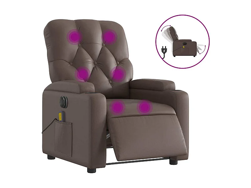 Fauteuil inclinable électrique-Fauteuil de massage pour Salon marron similicuir SHL4531