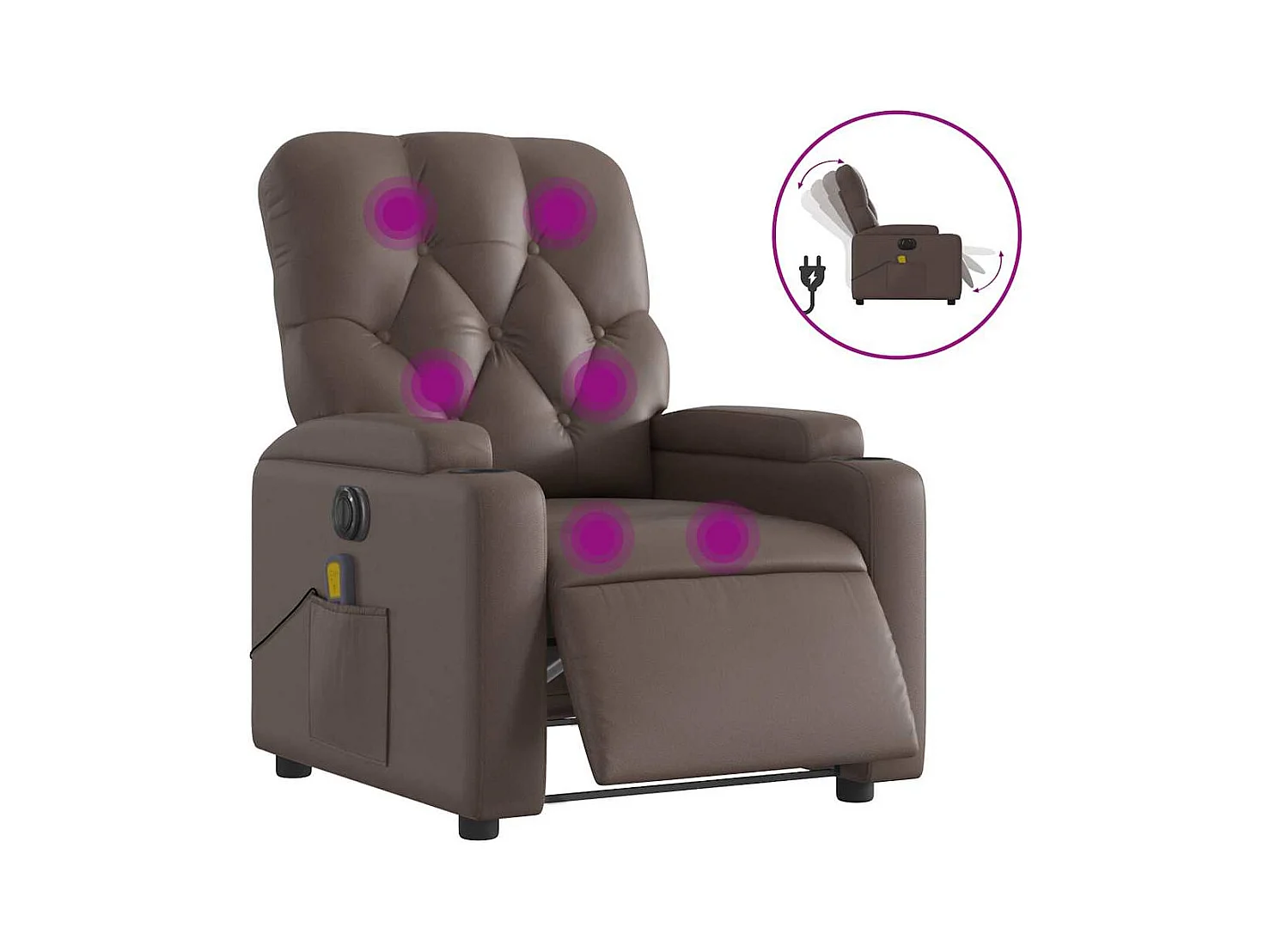 Fauteuil inclinable électrique-Fauteuil de massage pour Salon marron similicuir SHL4531