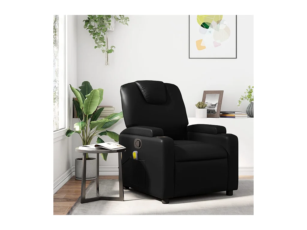 Fauteuil inclinable-Chaise de relax-Fauteuil de Massage noir similicuir SHL4615