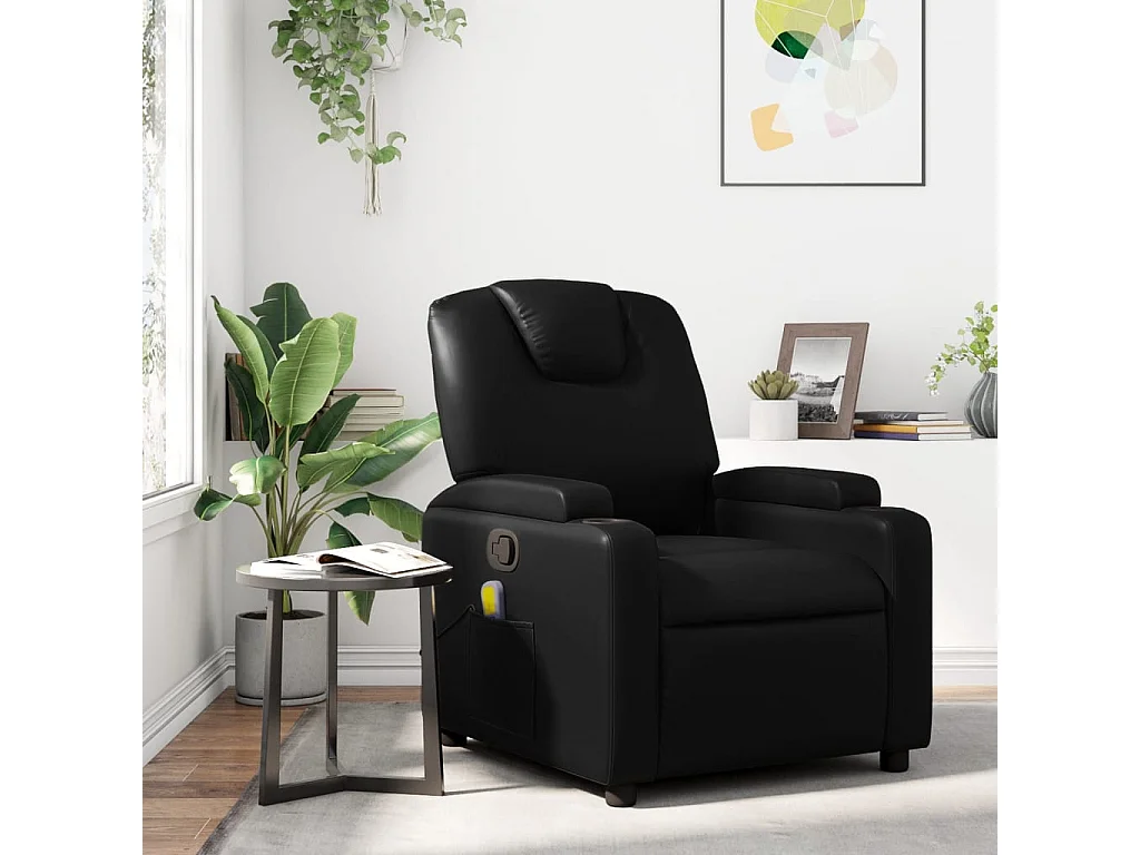 Fauteuil inclinable-Chaise de relax-Fauteuil de Massage noir similicuir SHL4615