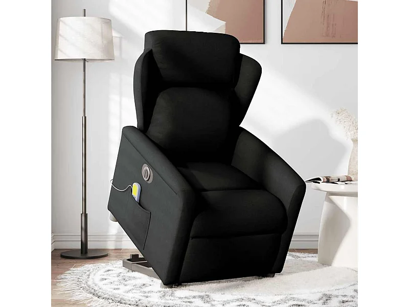 Fauteuil inclinable électrique-Chaise de relax-Fauteuil de Massage Noir Tissu SHL3329