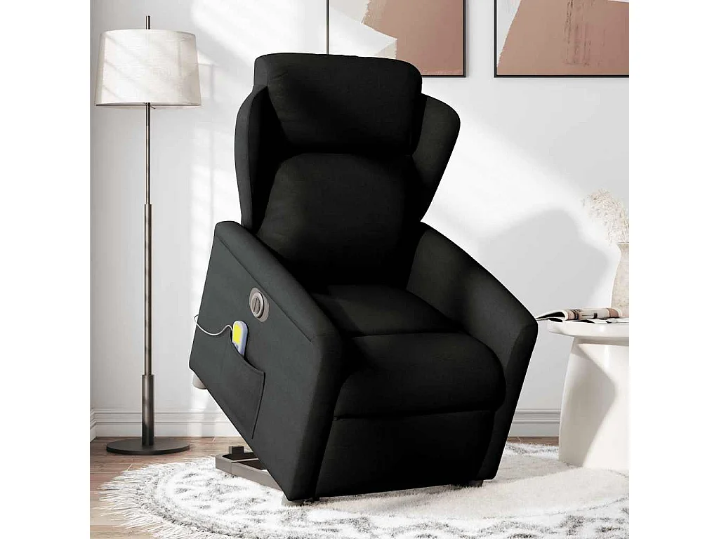 Fauteuil inclinable électrique-Chaise de relax-Fauteuil de Massage Noir Tissu SHL3329
