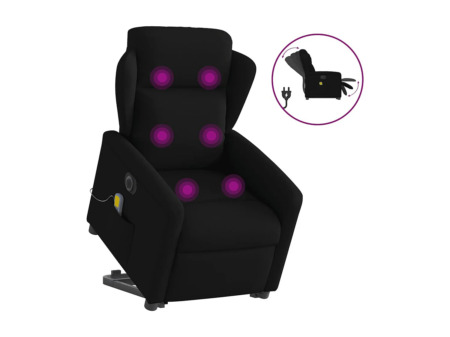 Fauteuil inclinable électrique-Chaise de relax-Fauteuil de Massage Noir Tissu SHL3329