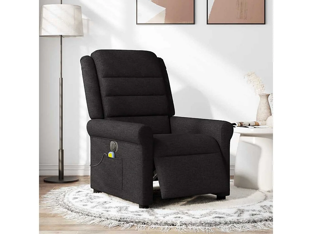 Fauteuil inclinable électrique-Fauteuil de massage de Salon Noir Tissu SHL2557