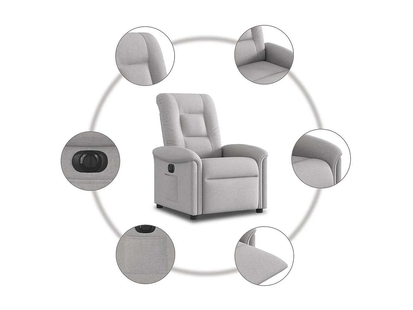 Sillón de relax | Silla | Sillón reclinable eléctrico de tela gris nube SHL5183