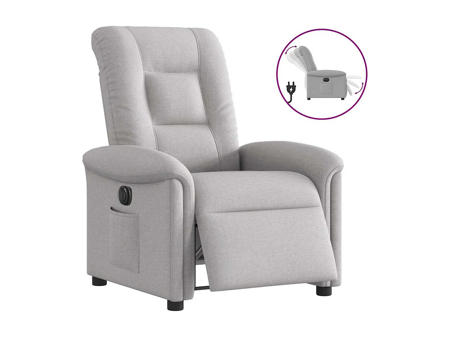 Fauteuil inclinable électrique-Chaise de relax-Fauteuil TV gris nuage tissu SHL2566