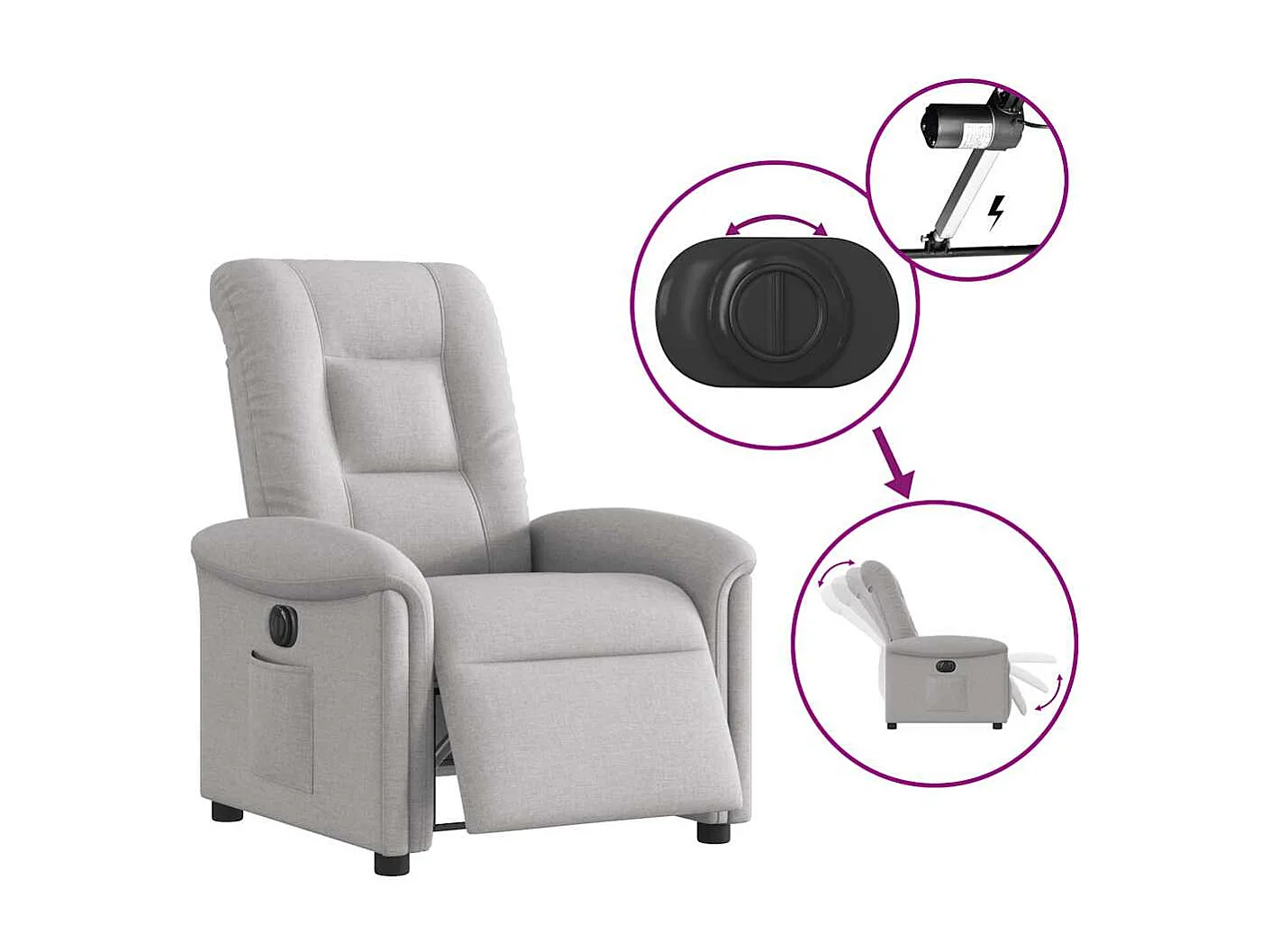 Fauteuil inclinable électrique-Chaise de relax-Fauteuil TV gris nuage tissu SHL2566