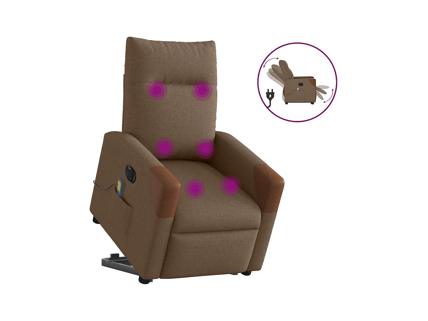 Sillón de salón | Silla | Sillón de masaje eléctrico reclinable elevable tela marrón SHL2214