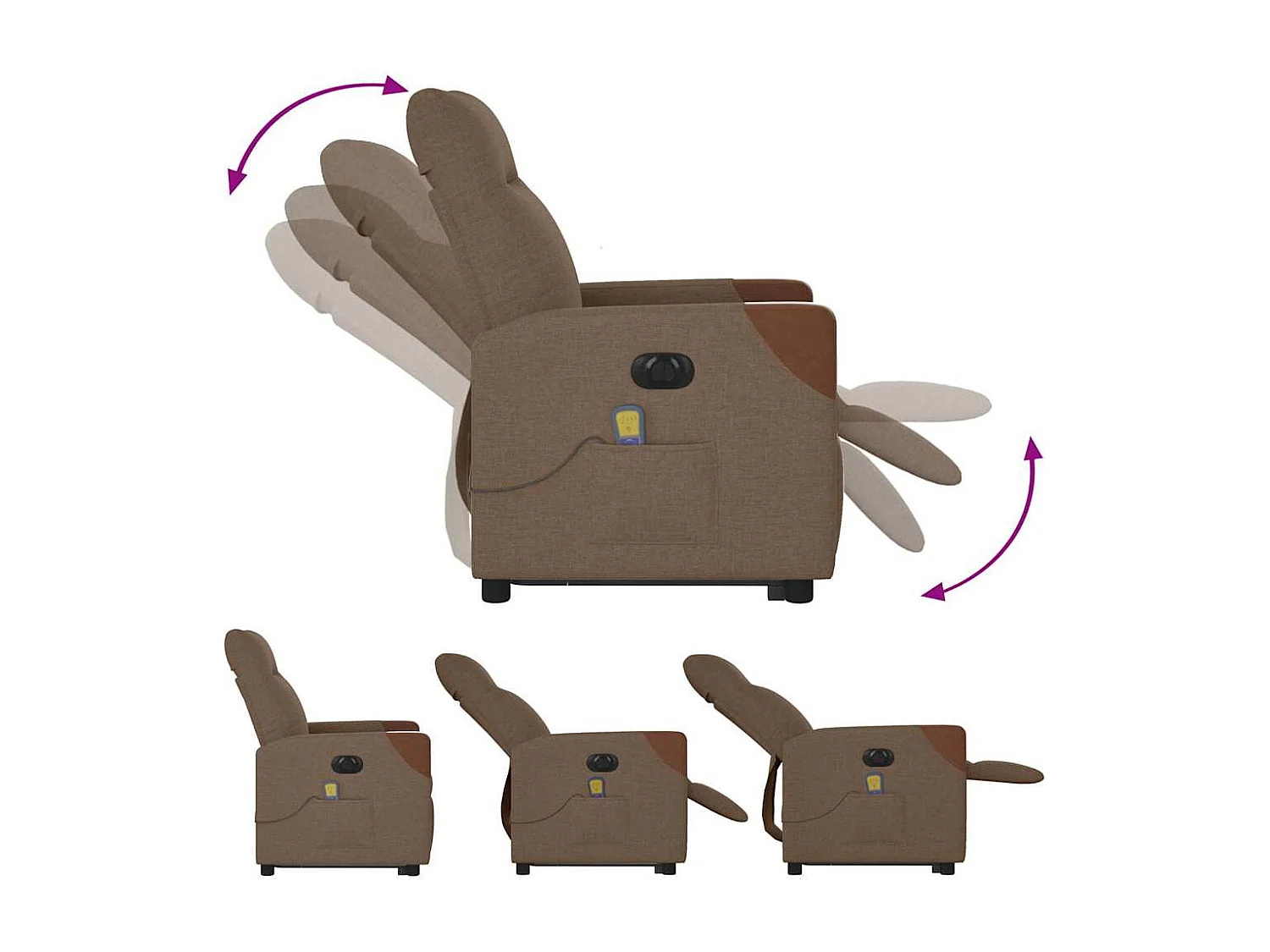 Sillón de salón | Silla | Sillón de masaje eléctrico reclinable elevable tela marrón SHL2214