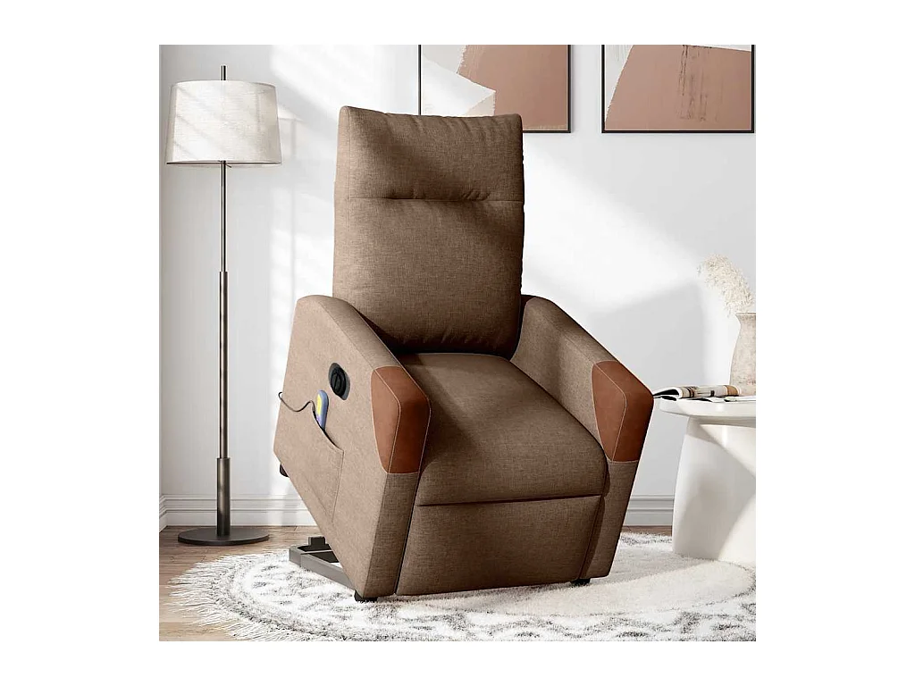 Fauteuil inclinable électrique-Chaise de relax-Fauteuil de Massage Marron Tissu SHL3111