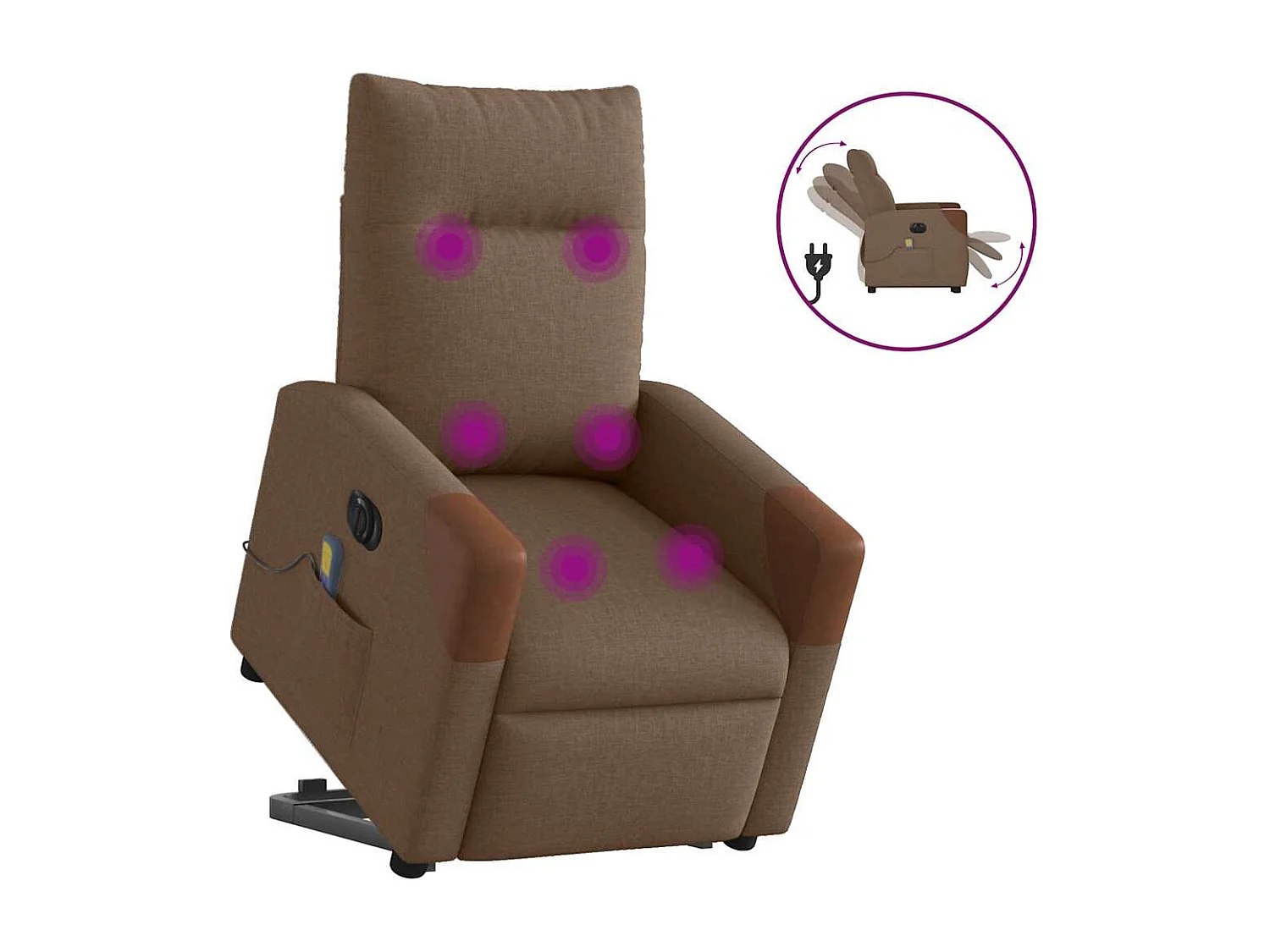 Fauteuil inclinable électrique-Chaise de relax-Fauteuil de Massage Marron Tissu SHL3111