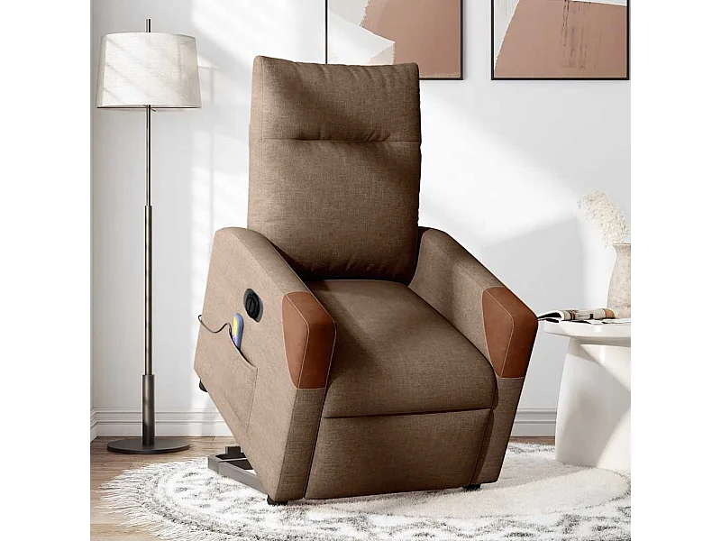 Fauteuil inclinable électrique-Chaise de relax-Fauteuil de Massage Marron Tissu SHL3111