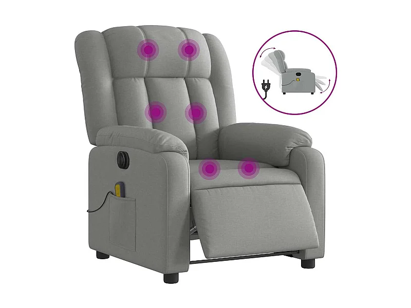 Sillón de relax | Sillón reclinable de masaje eléctrico tela gris claro SHL5321