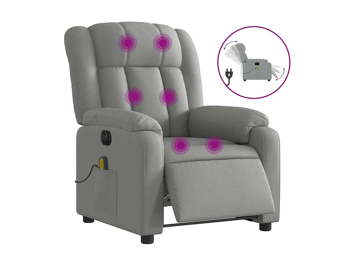 Sillón de relax | Sillón reclinable de masaje eléctrico tela gris claro SHL5321