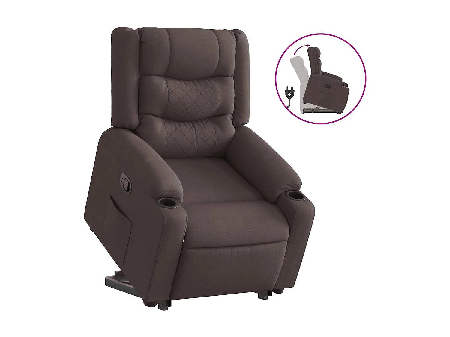 Relaxsessel | Lounge Sessel für Wohnzimmer mit Aufstehhilfe Dunkelbraun Stoff SHL58161