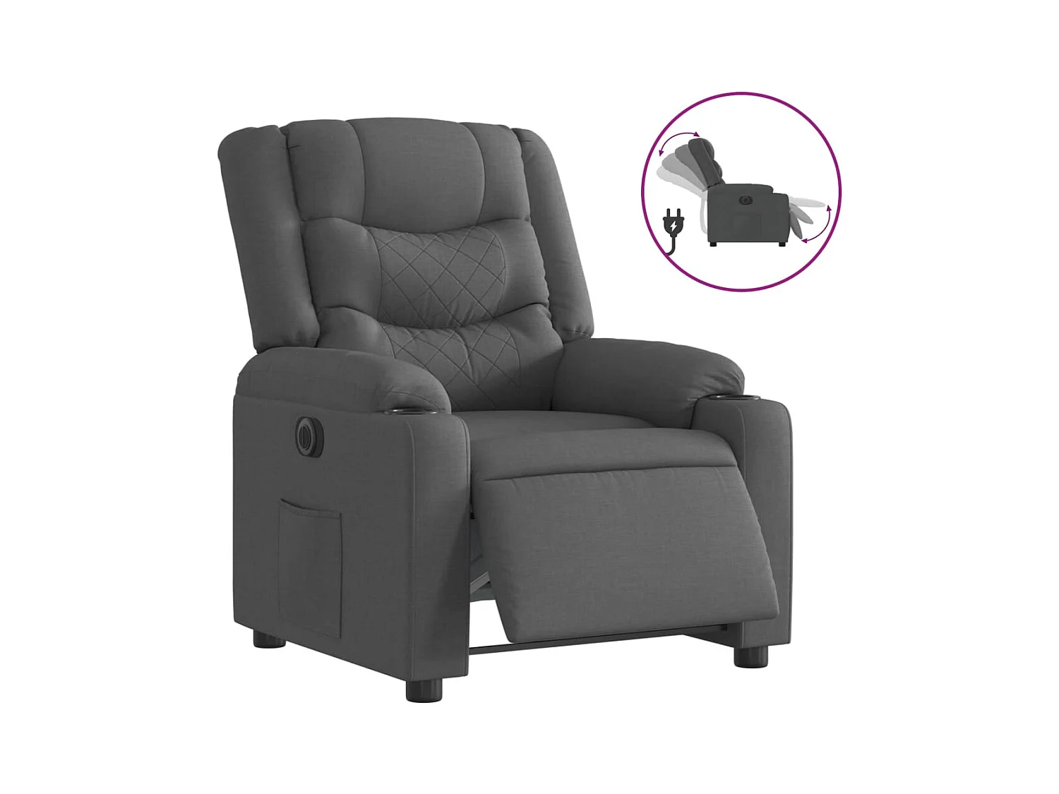 Fauteuil inclinable électrique-Chaise de relax-Fauteuil salon Gris foncé Tissu SHL3054