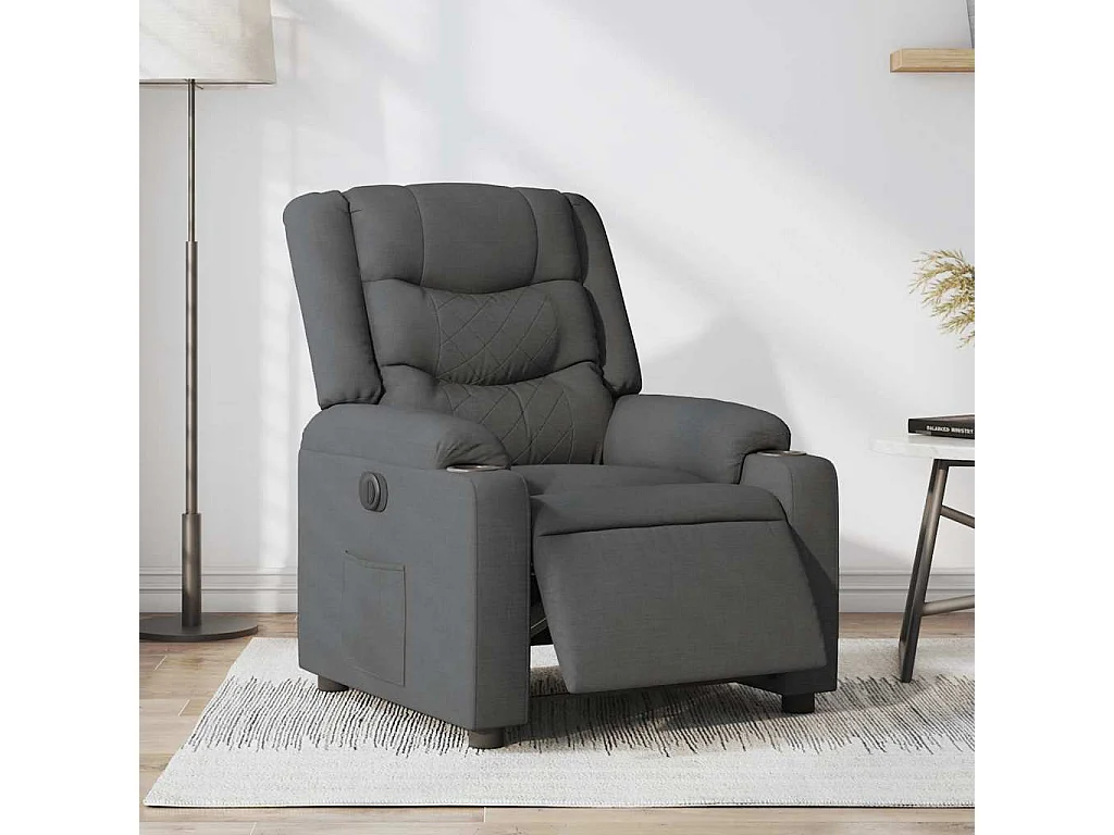 Fauteuil inclinable électrique-Chaise de relax-Fauteuil salon Gris foncé Tissu SHL3054