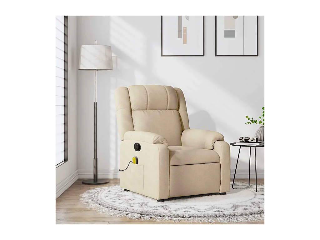 Fauteuil inclinable-Chaise de relax-Fauteuil de Massage crème tissu SHL3590