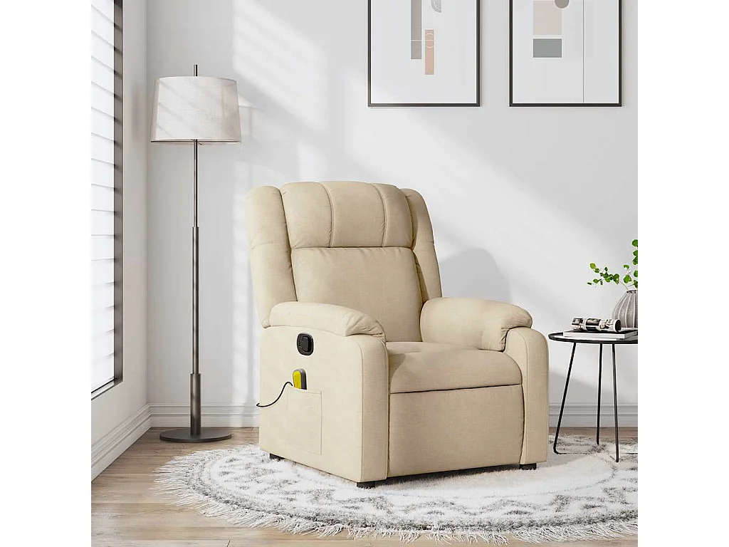 Fauteuil inclinable-Chaise de relax-Fauteuil de Massage crème tissu SHL3590
