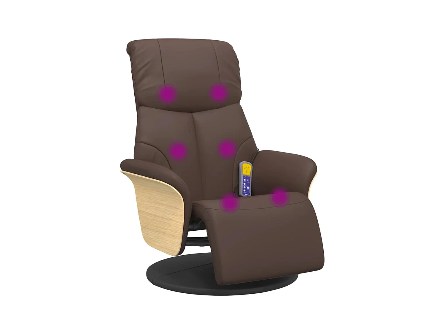 Sillón de relax | Sillón reclinable masaje con reposapiés cuero sintético marrón SHL9991