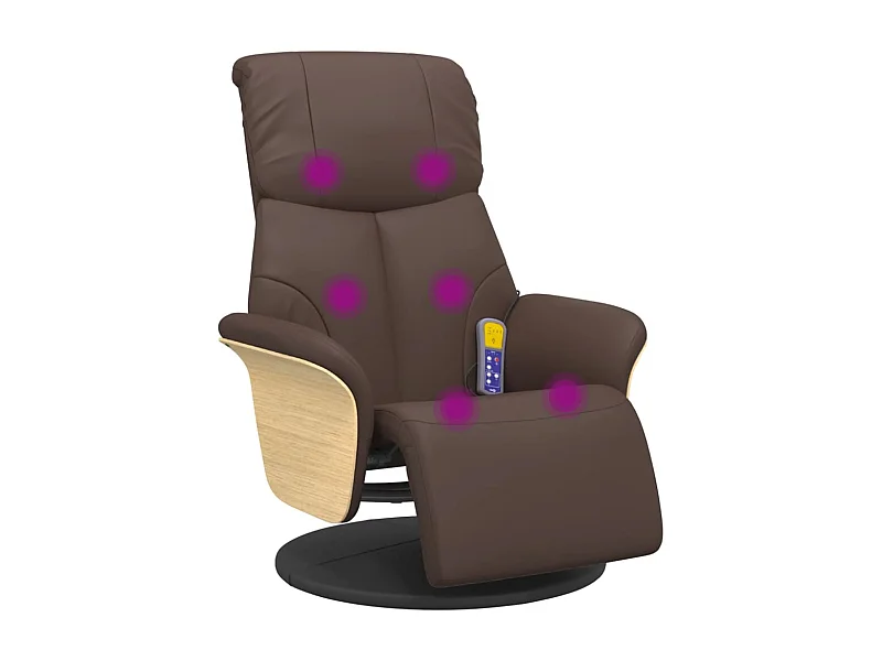 Fauteuil inclinable-Fauteuil salon de massage repose-pieds marron similicuir SHL1407