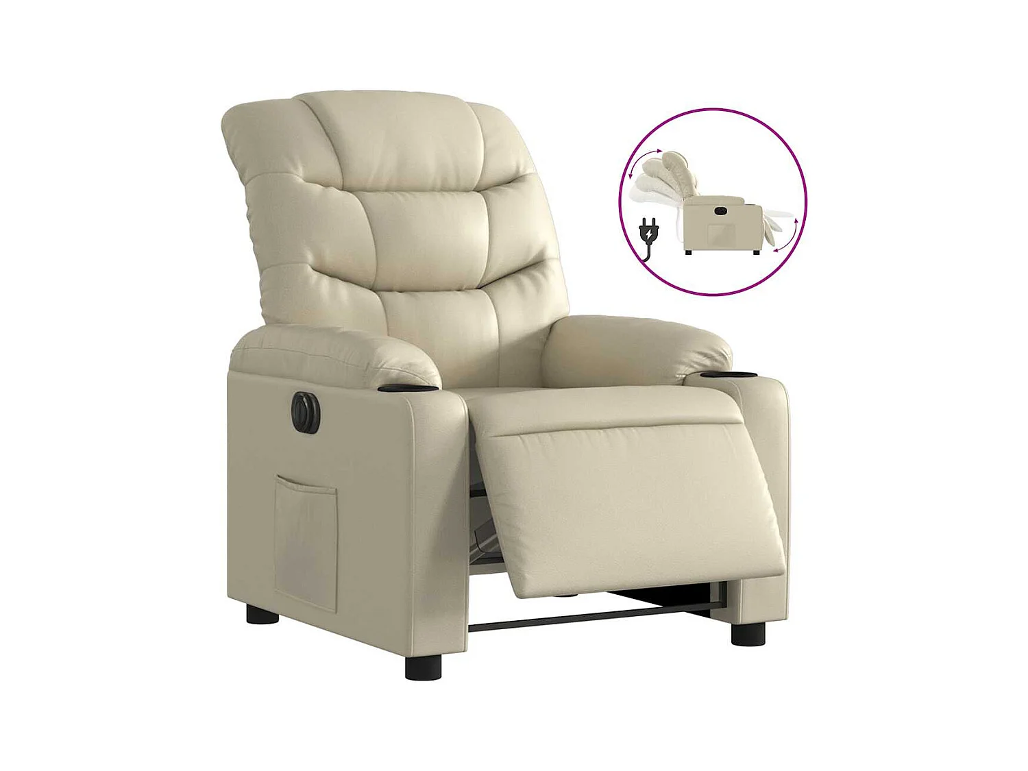 Sillón de relax | Silla | Sillón reclinable eléctrico de cuero sintético crema SHL4731