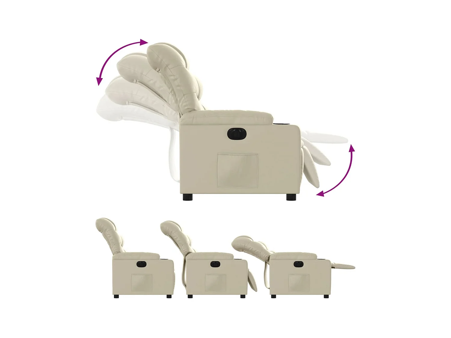 Sillón de relax | Silla | Sillón reclinable eléctrico de cuero sintético crema SHL4731